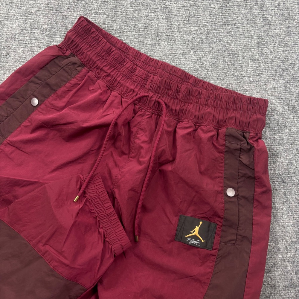 Jordan‎ Flight Pants Large Maroon Colorblock Nylon Track Joggers Mens CV7803-638